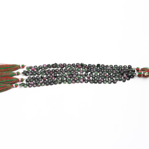 Ruby Zoisite Green Heart Faceted Natural Beads  8 Inches Strands