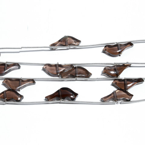 Smoky Quartz Brown Bird Carving Natural Beads 8 Inches Strands