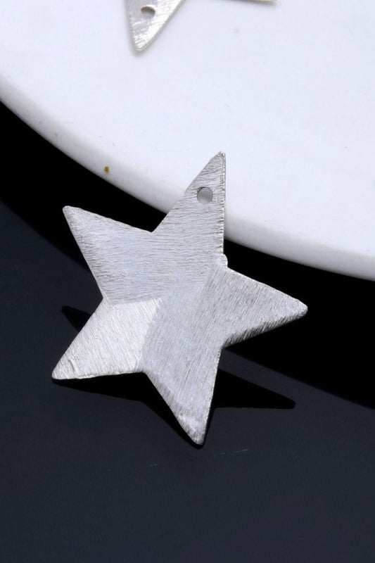 Silver Coated Brass Solid 25MM Star Blank
