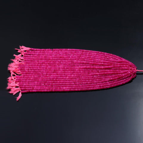 Fuschia Quartz Rondelle Smooth Natural Beads 13.5 Inches Strands