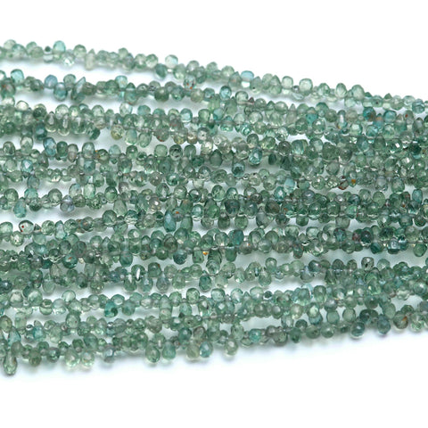 Green Sapphire Drop Faceted Natural Beads 16 inches strands