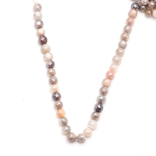Mystic Coated Moonstone Round Faceted Natural Beads 15 Inches