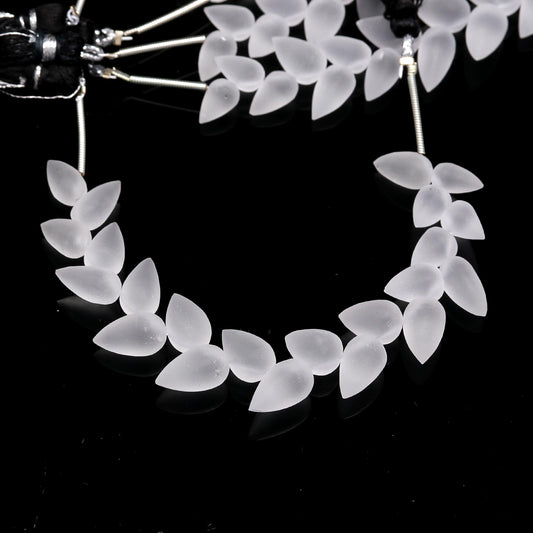 Crystal Quartz White Drop Smooth Natural Beads 4 Inches