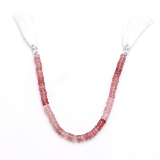 Strawberry Quartz Pink Tire Faceted Natural Beads 8 Inches Strands
