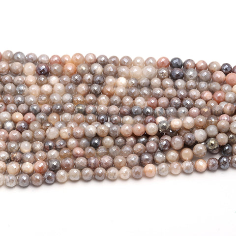 Mystic Coated Moonstone Round Faceted Natural Beads 15 Inches