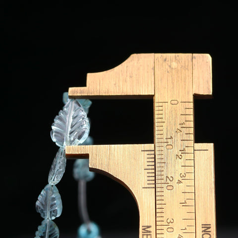 Aquamarine Blue Leaf Carving Natural Beads 4 Inches Strands