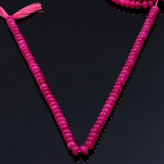 Fuschia Quartz Rondelle Smooth Natural Beads 13.5 Inches Strands