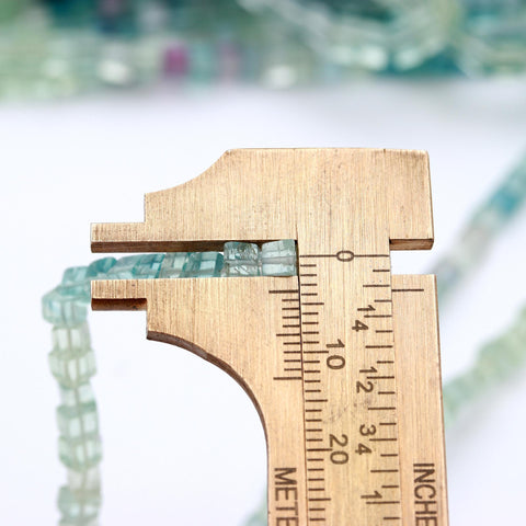 Fluorite Green Square Smooth Natural Beads 16 Inches
