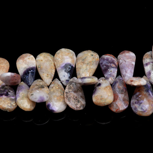 Tiffany Opal White Purple Long Pear Faceted Natural Beads 8 Inches Strands