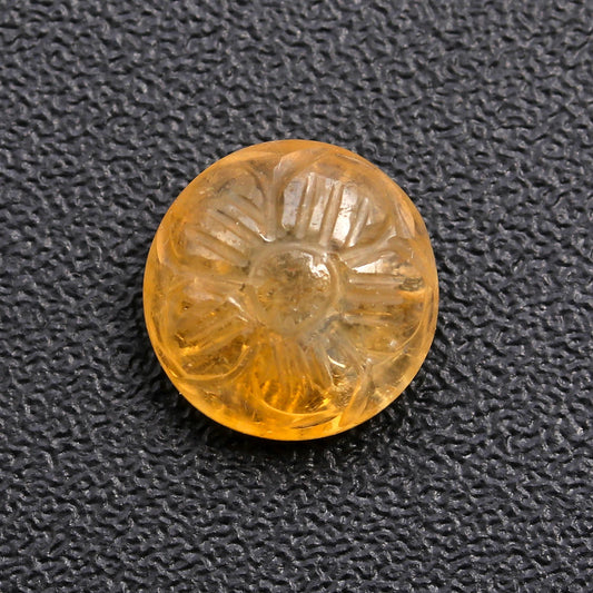 Citrine Yellow Flower Carving Natural 10 MM Stone
