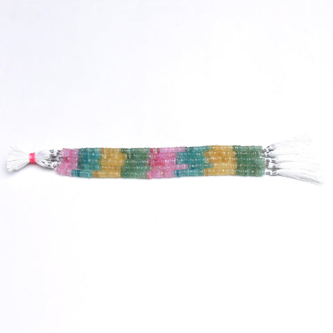 Multi Tourmaline Multi color Tire Faceted Natural Beads 8 Inches Strands