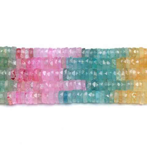 Multi Tourmaline Multi color Tire Faceted Natural Beads 8 Inches Strands
