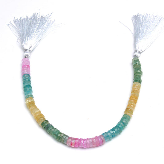 Multi Tourmaline Multi color Tire Faceted Natural Beads 8 Inches Strands