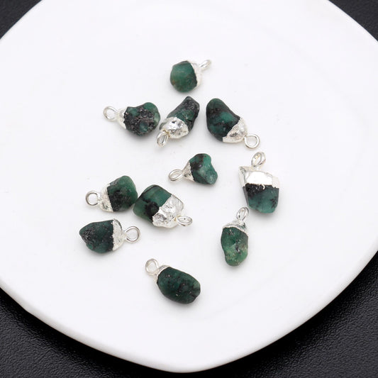 Onyx Green Raw 925 Silver Bezel Cap 12 MM Pendant Charms