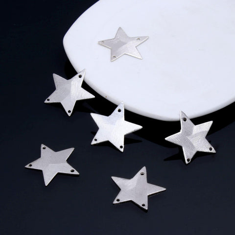 Silver Coated Brass Solid 25MM Star Blank