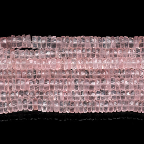 Rose Quartz Pink Tire Faceted Natural Beads 8 Inches Strands