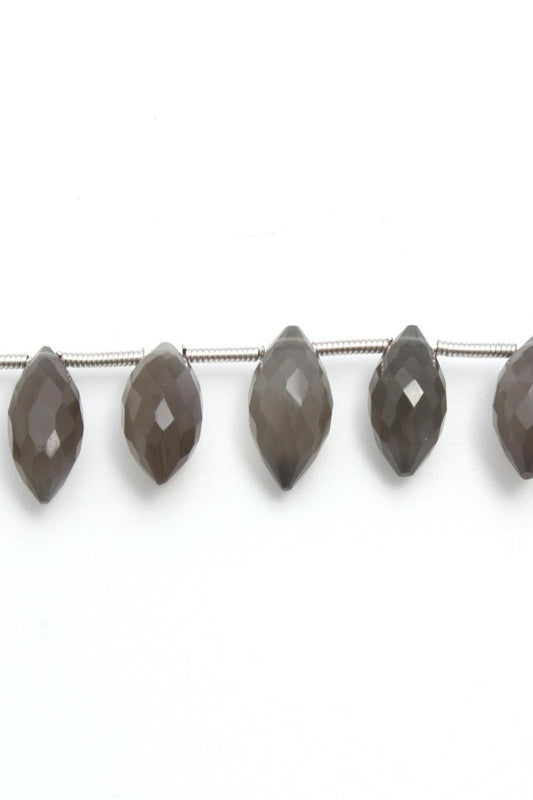 Grey Moonstone Dew Drop Faceted Natural Beads