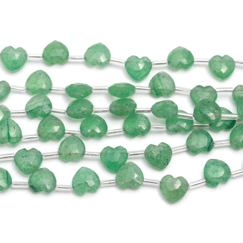 Strawberry Quartz Green Heart Faceted Natural Beads 8 Inches Strands