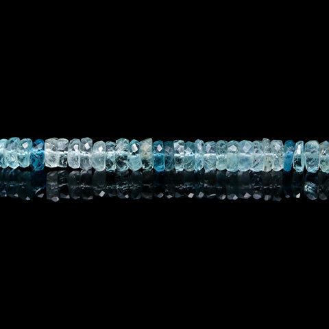 Aquamarine Blue Rondell Faceted Natural Beads 8 Inches Strands