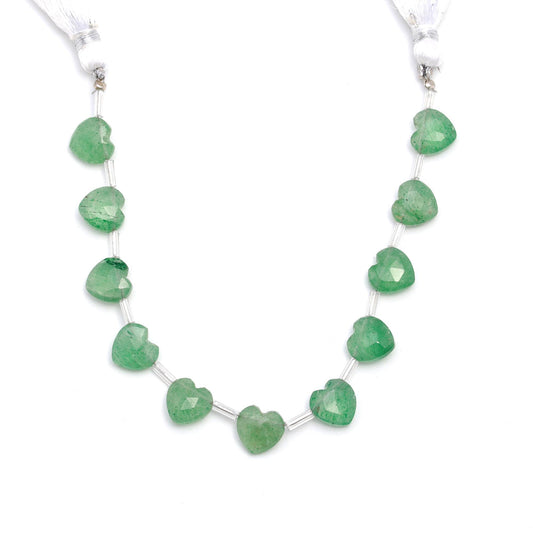 Strawberry Quartz Green Heart Faceted Natural Beads 8 Inches Strands