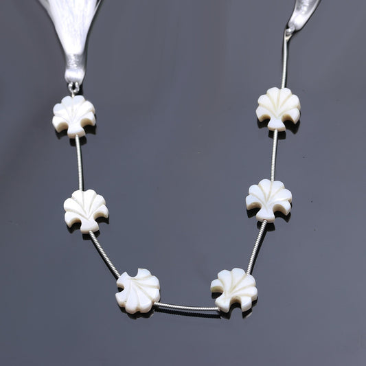 Mother of Pearl White Tree Carving Natural Beads 8 inches Strands