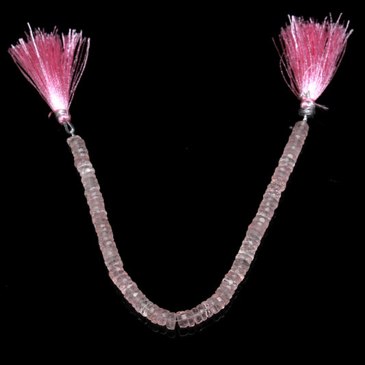 Rose Quartz Pink Tire Faceted Natural Beads 8 Inches Strands