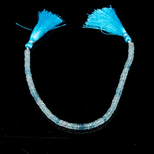 Aquamarine Blue Rondell Faceted Natural Beads 8 Inches Strands