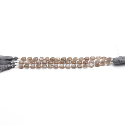 Grey Moonstone Grey Heart Faceted Natural Beads 8 Inches Strands