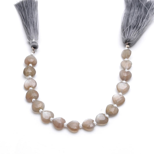 Grey Moonstone Grey Heart Faceted Natural Beads 8 Inches Strands
