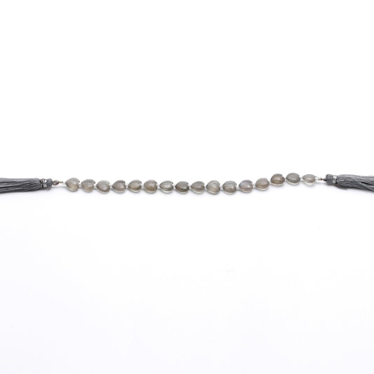 Grey Moonstone Grey Heart Faceted Natural Beads 8 Inches Strands