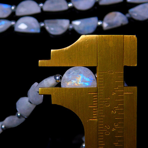 Rainbow Moonstone White D Shape Faceted Natural Beads 8 Inches Strands