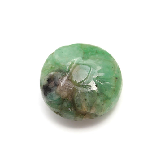 Emerald Green Flower Carving Natural 10 MM Stone