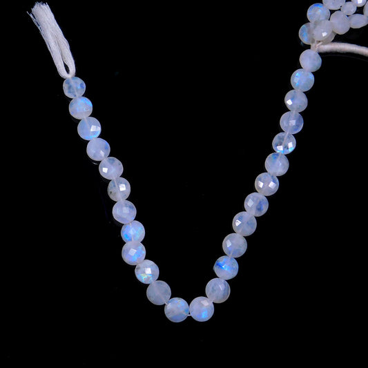 Rainbow Moonstone White Coin Faceted Natural Beads 8 Inches Strands