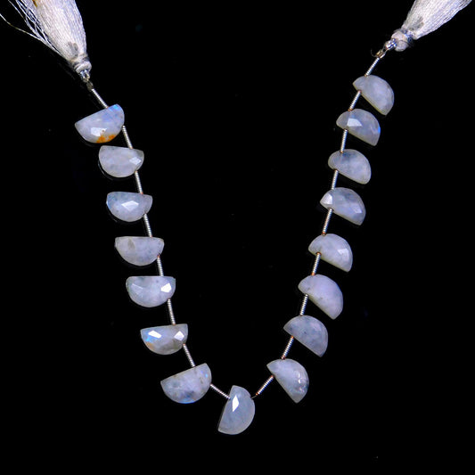 Rainbow Moonstone White D Shape Faceted Natural Beads 8 Inches Strands