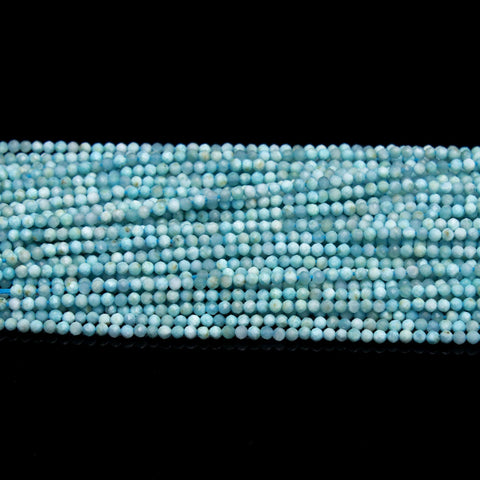 Larimar Blue Round Faceted Natural Beads 13.5 Inches Strands