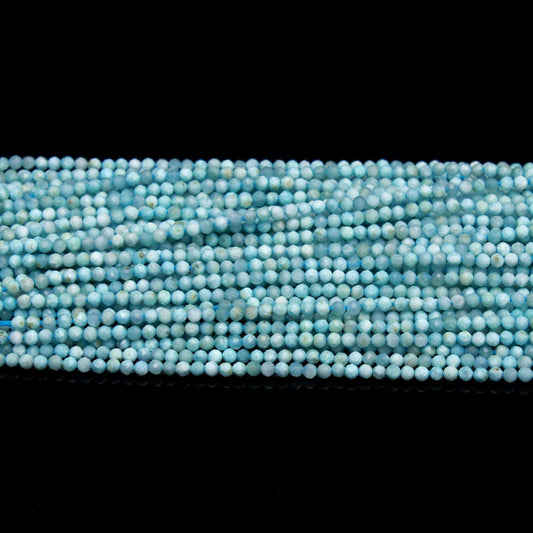 Larimar Blue Round Faceted Natural Beads 13.5 Inches Strands