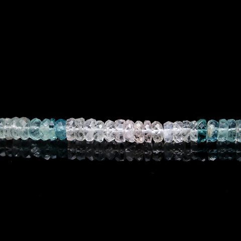 Multi Aquamarine Tire Faceted Natural Beads 8 Inches Strands