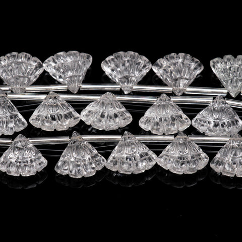 Crystal Quartz White Umbrella Carving Natural Beads  8 Inch Strands