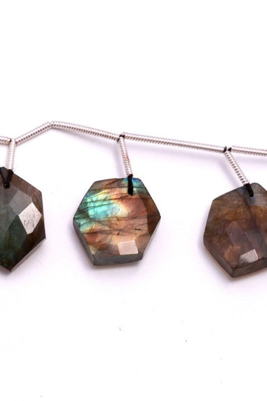 Labradorite Grey Hexagon Faceted Natural Beads