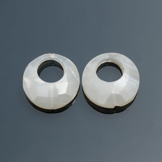 Moonstone White Coin Faceted Natural 18 MM Stone Pair Of 2