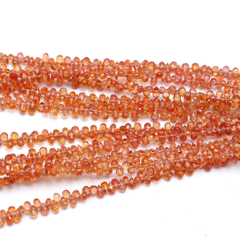Orange Sapphire Drop Faceted Natural Beads 16 inches