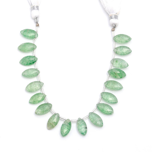 Strawberry Quartz Green Marquise Faceted Natural Beads 8 Inches Strands