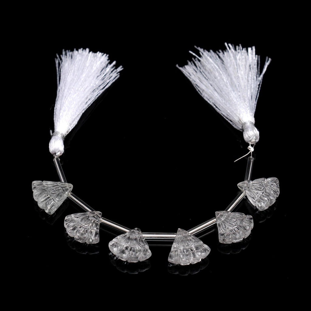 Crystal Quartz White Umbrella Carving Natural Beads  8 Inch Strands
