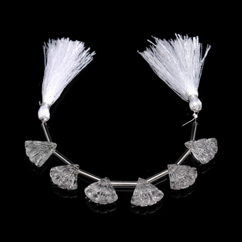 Crystal Quartz White Umbrella Carving Natural Beads  8 Inch Strands