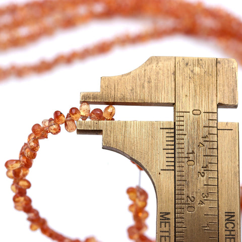 Orange Sapphire Drop Faceted Natural Beads 16 inches