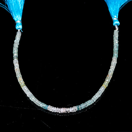 Multi Aquamarine Tire Faceted Natural Beads 8 Inches Strands