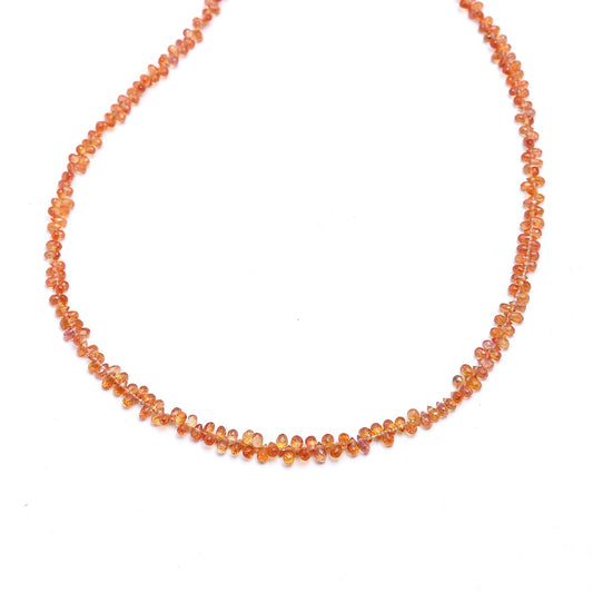 Orange Sapphire Drop Faceted Natural Beads 16 inches