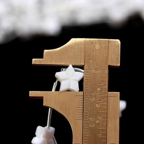 Mother of Pearl White Star Carving Natural Beads 8 Inches Strands