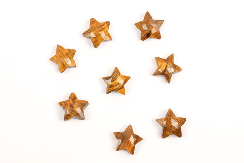 Tigers Eye Brown Star Faceted Natural Beads