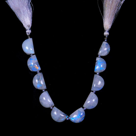 Rainbow moonstone White D Shape Faceted Natural Beads 8 inches Strands